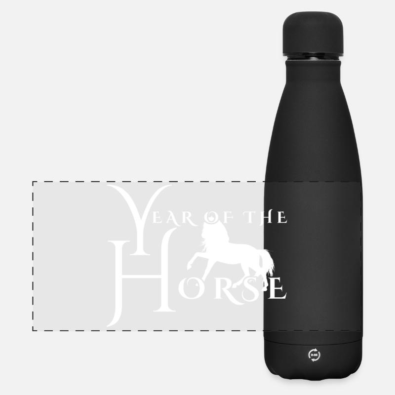 JAHR DES PFERDES - Matte Panorama Isolierflasche 500 ml - Schwarz