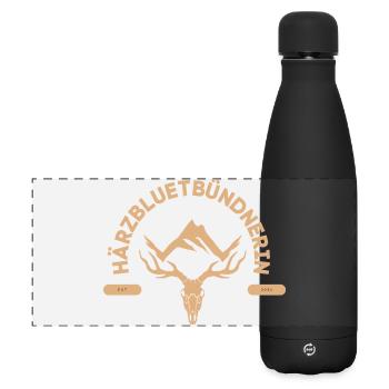Härzbluetbündnerin - Matte Panorama Isolierflasche 500 ml - Schwarz - Vorne