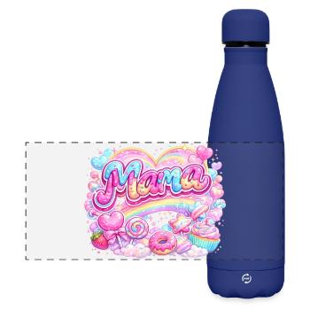 Mama Bonbons et Arc-en-Ciel | Cadeau Maman - Gourde isotherme panoramique mate 500 ml - bleu foncé  - Devant