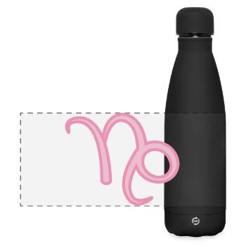 Steinbock Tierkreiszeichen Pastellrosa - Matte Panorama Isolierflasche 500 ml - Schwarz - Vorne