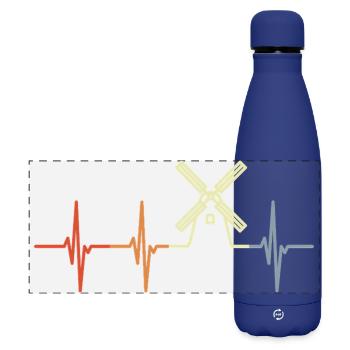 Windmühle Kardiogramm - Matte Panorama Isolierflasche 500 ml - Dunkelblau  - Vorne