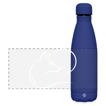 Wolf at full moon - Matte Panoramic Thermal Bottle 500 ml - dark blue  - Front