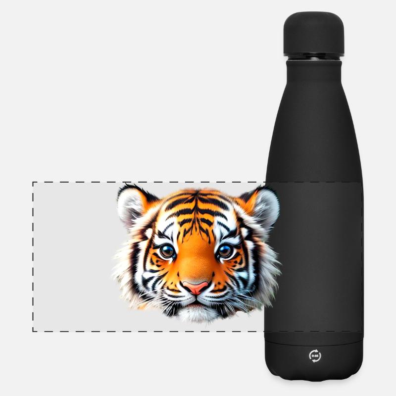Tiger Baby Head - Matte Panoramic Thermal Bottle 500 ml - black