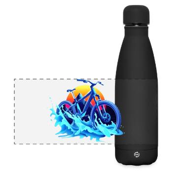 Mountainbiken Vaporwave - Matte Panorama Isolierflasche 500 ml - Schwarz - Vorne