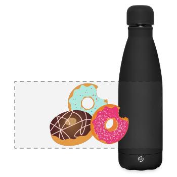 Beignets avec bouchée – Trio sucré avec glaçage et pépites - Gourde isotherme panoramique mate 500 ml - noir - Devant