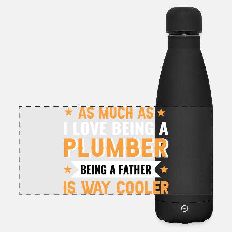Humorvolles Papa-Plumber Design - Matte Panorama Isolierflasche 500 ml - Schwarz