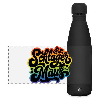 Schlager Maus - Schlagermaus - Schlagermusik - Matte Panorama Isolierflasche 500 ml - Schwarz - Vorne