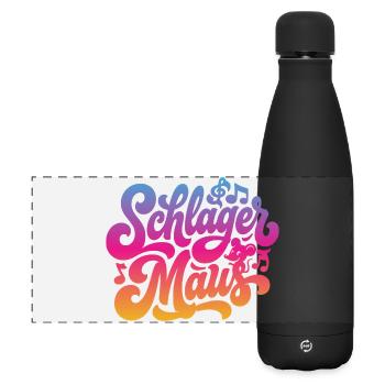 Schlager Maus - Schlagermaus - Schlagermusik - Matte Panorama Isolierflasche 500 ml - Schwarz - Vorne