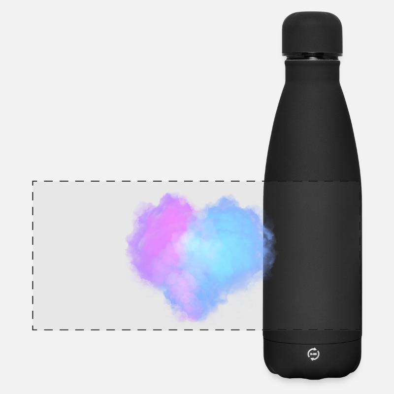Herzförmige Wolken - Matte Panorama Isolierflasche 500 ml - Schwarz
