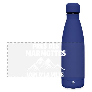 montagne, ski, ski de fond - Gourde isotherme panoramique mate 500 ml - bleu foncé  - Devant