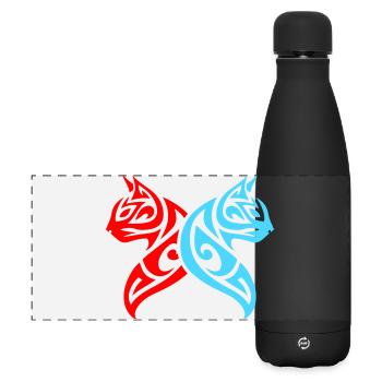 Katzen Tribal Kater Design - Matte Panorama Isolierflasche 500 ml - Schwarz - Vorne