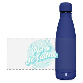 Paris I Love You Pastel Blue - Matte Panoramic Thermal Bottle 500 ml - dark blue  - Front