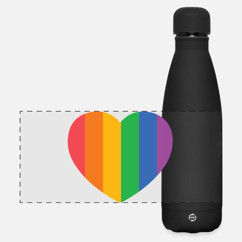 Heart with Pride Stripes - Matte Panoramic Thermal Bottle 500 ml - black