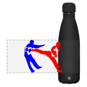 Kämpferische Silhouetten Kontrast - Matte Panorama Isolierflasche 500 ml - Schwarz - Vorne