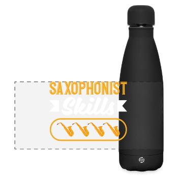 Saxophonist Skills Loading Funny Saxophone - Matte Panoramic Thermal Bottle 500 ml - black - Front