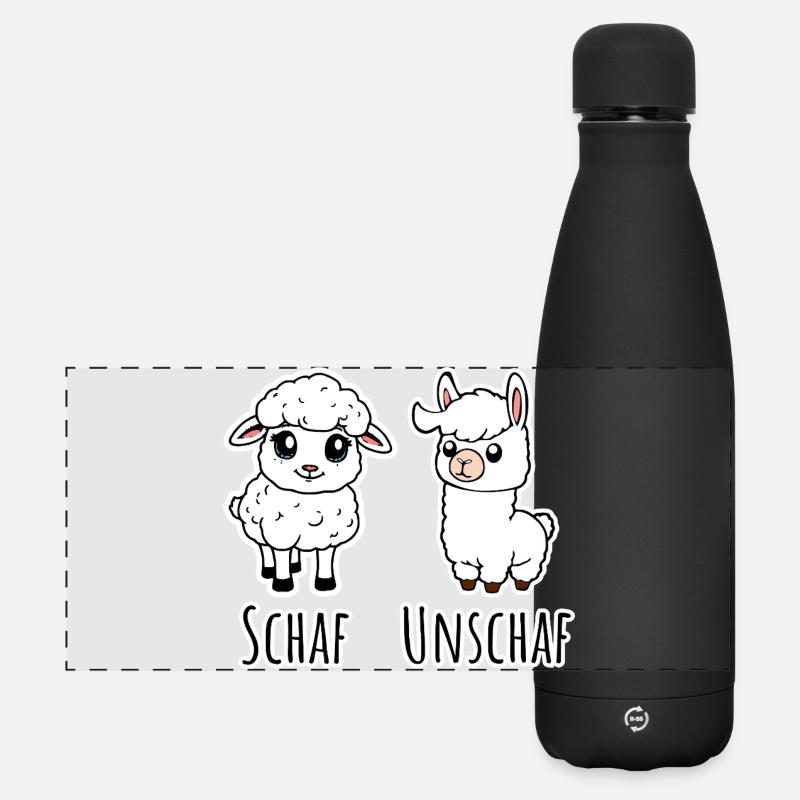 Sheep and not sheep (Unsheep) - Lama not sheep - Matte Panoramic Thermal Bottle 500 ml - black