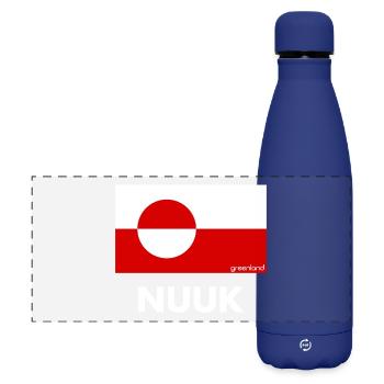 Greenland Flag - Nuuk - Grönland - Denmark - Matte Panorama Isolierflasche 500 ml - Dunkelblau  - Vorne