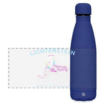 Lichtenstein Castle, Germany, Hand Drawing - Matte Panoramic Thermal Bottle 500 ml - dark blue  - Front