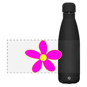 Neonpink Blütenzauber Gelbe Mitte - Matte Panorama Isolierflasche 500 ml - Schwarz - Vorne