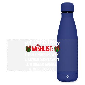 Meine Weihnachtswunschliste Autoliebhaber Lustiges Rennen Weihnachten - Matte Panorama Isolierflasche 500 ml - Dunkelblau  - Vorne