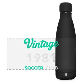 Vintage 1981 – Soccer Club Retro Geburtsjahr - Matte Panorama Isolierflasche 500 ml - Schwarz - Vorne