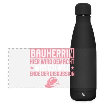 Builder Funny Gift House Building Construction Site - Matte Panoramic Thermal Bottle 500 ml - black - Front