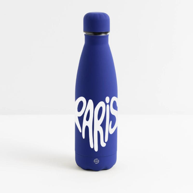 Paris Graffiti Script Logo Heart Shaped Matte Panoramic Thermal Bottle 500 ml