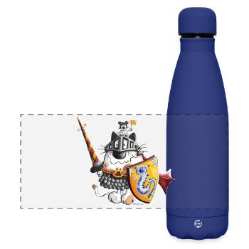 Chat Chevalier - Gourde isotherme panoramique mate 500 ml - bleu foncé  - Devant