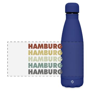 Hamburg - Hansestadt - Deutschland - Germany - Matte Panorama Isolierflasche 500 ml - Dunkelblau  - Vorne