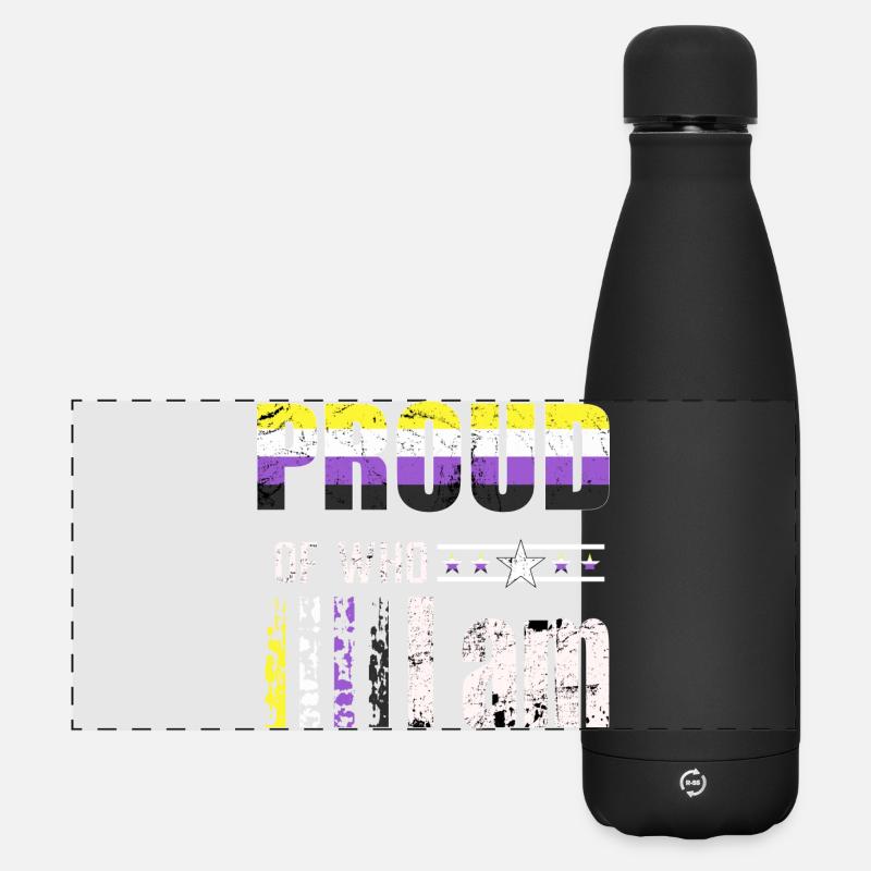 Proud of who I am non-binary LGBT - Matte Panoramic Thermal Bottle 500 ml - black