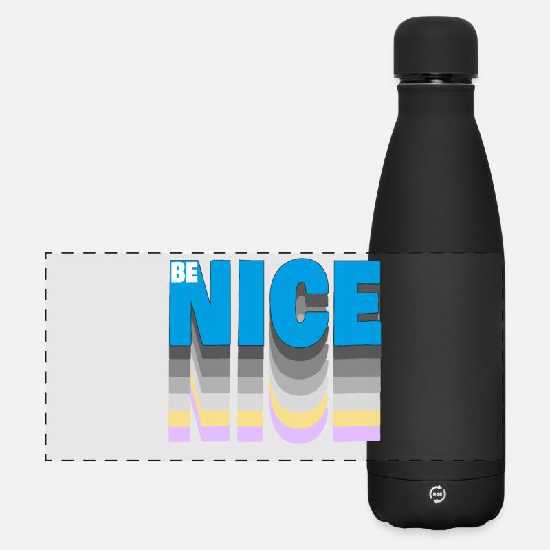 Be nice - Matte Panorama Isolierflasche 500 ml - Schwarz