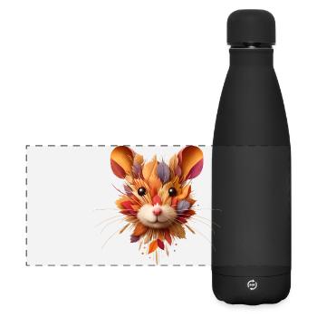 Feldhamster,gestaltet aus verschiedenen Blättern - Matte Panorama Isolierflasche 500 ml - Schwarz - Vorne