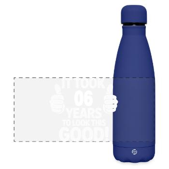 Célébration 6e anniversaire pouces vers le haut Imprimer - Gourde isotherme panoramique mate 500 ml - bleu foncé  - Devant