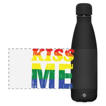 Kiss Me Regenbogen Retro-Schrift - Matte Panorama Isolierflasche 500 ml - Schwarz - Vorne
