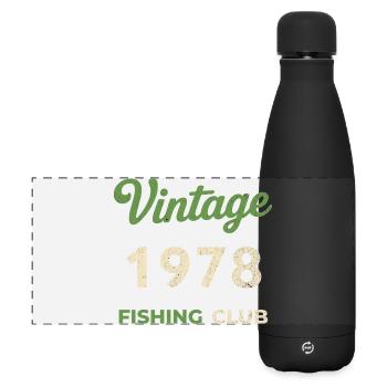 Vintage 1978 – Fishing Club Retro Geburtsjahr - Matte Panorama Isolierflasche 500 ml - Schwarz - Vorne
