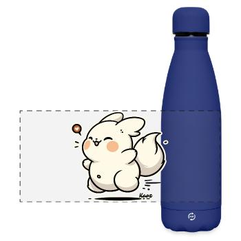 Autocollant Kawaii Happy Bunny - Gourde isotherme panoramique mate 500 ml - bleu foncé  - Devant