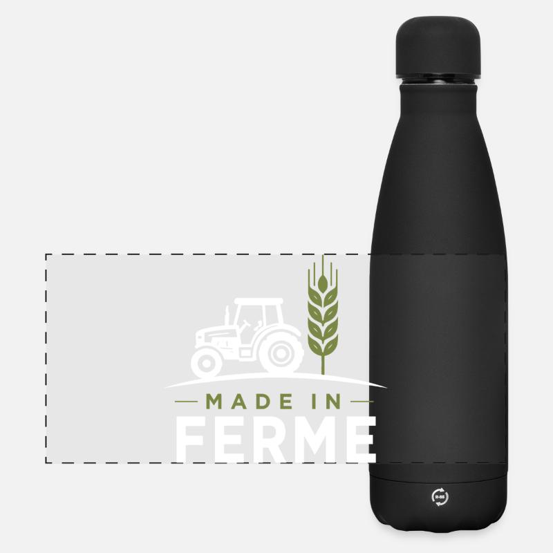 Made in Farm Humor Farming, Tractor, Wheat - Matte Panoramic Thermal Bottle 500 ml - black