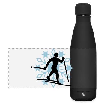 Langläufer Schneeflocke - Matte Panorama Isolierflasche 500 ml - Schwarz - Vorne
