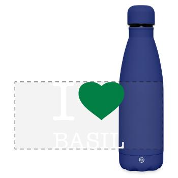 I LOVE BASIL Basilikum - Matte Panorama Isolierflasche 500 ml - Dunkelblau  - Vorne