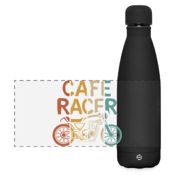vintage caferacer illustration - custom biker logo - Matte Panoramic Thermal Bottle 500 ml - black - Front