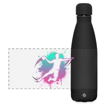 Handball Motiv für Handballer & Trainer Geschenk - Matte Panorama Isolierflasche 500 ml - Schwarz - Vorne