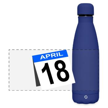 18th Birthday April Calendar - Matte Panoramic Thermal Bottle 500 ml - dark blue  - Front