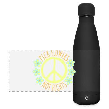 Cueillez des fleurs, pas des disputes, fleurs Paix Logo drôle - Gourde isotherme panoramique mate 500 ml - noir - Devant