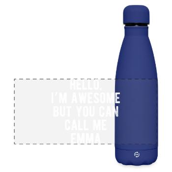 Hallo, mir geht's großartig, nenn mich Emma, lustiges Zitat. - Matte Panorama Isolierflasche 500 ml - Dunkelblau  - Vorne
