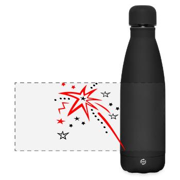 Stars, fireworks, shooting star - Matte Panoramic Thermal Bottle 500 ml - black - Front