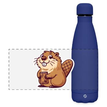 Biber Meme - Matte Panorama Isolierflasche 500 ml - Dunkelblau  - Vorne