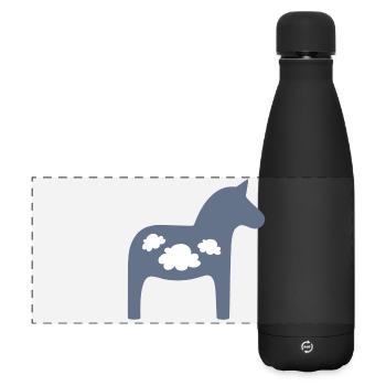 Dala Horse Clouds Scandinavian Christmas Horse - Matte Panoramic Thermal Bottle 500 ml - black - Front