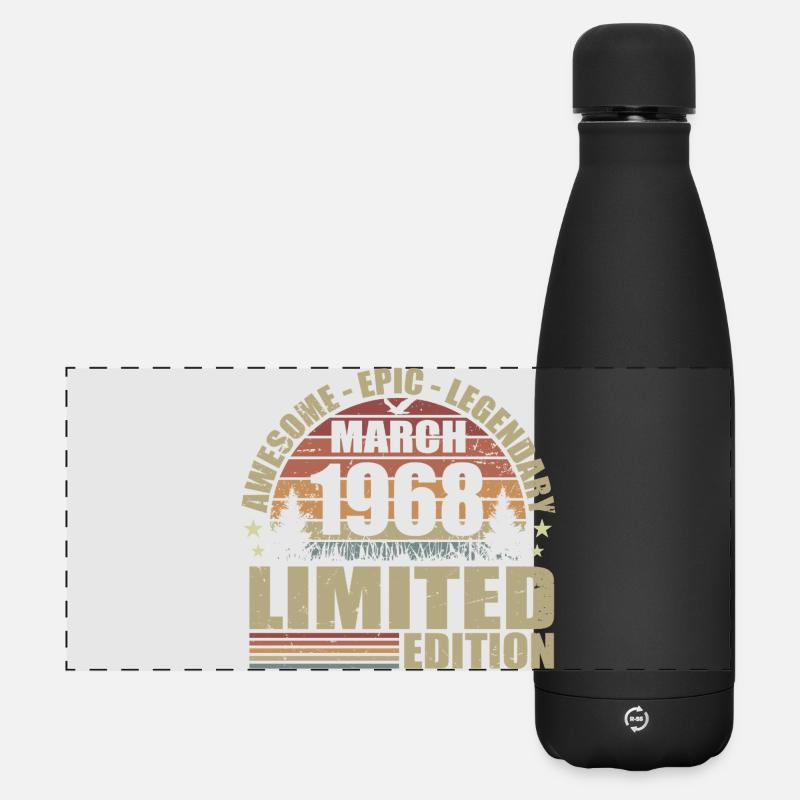 Millésime Mars 1968 Anniversaire - mars 1968 - Gourde isotherme panoramique mate 500 ml - noir