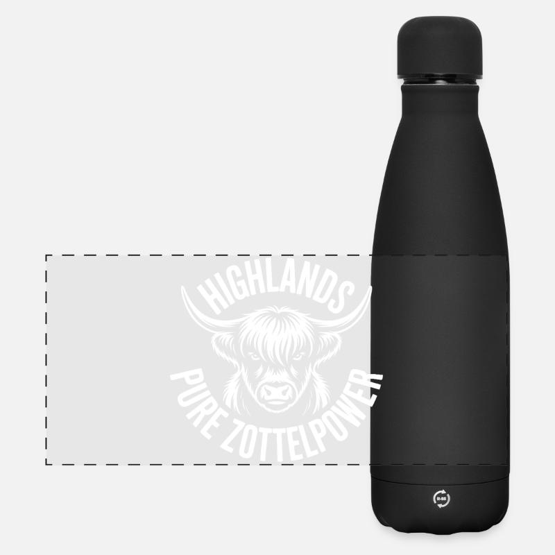 Highland Cow Emblem - Matte Panoramic Thermal Bottle 500 ml - black