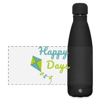 Happy Days Kite Cute Summer Vibes Design - Matte Panorama Isolierflasche 500 ml - Schwarz - Vorne